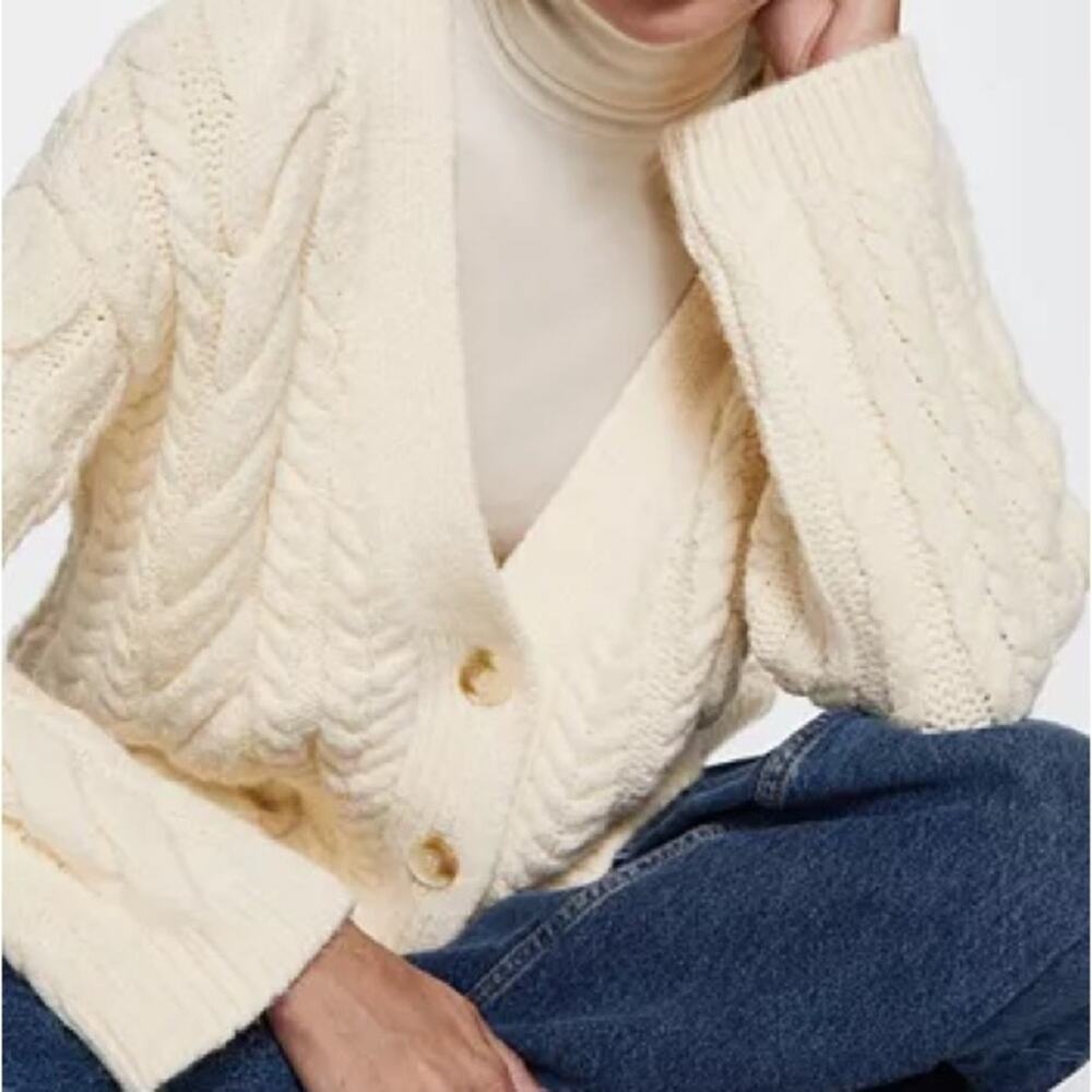 Mango MNG Ivory Cardigan Rope Size Medium